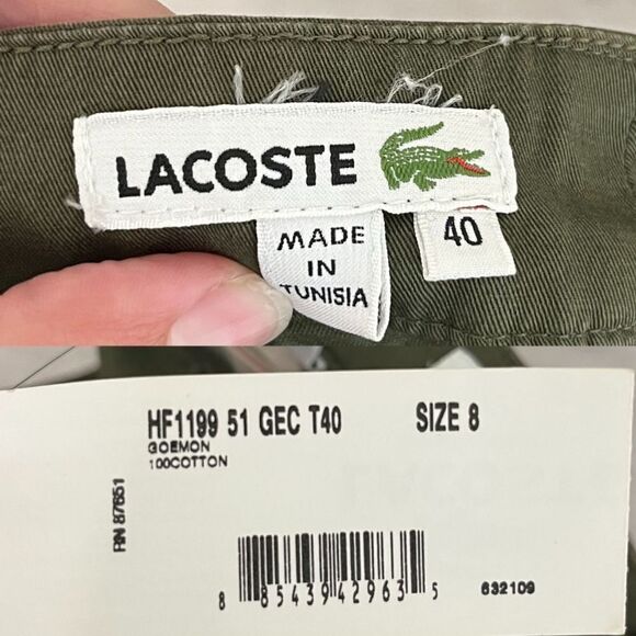Lacoste Womens Size 8 Green Cotton Straight Leg Chino NEW Pants - Picture 6 of 9